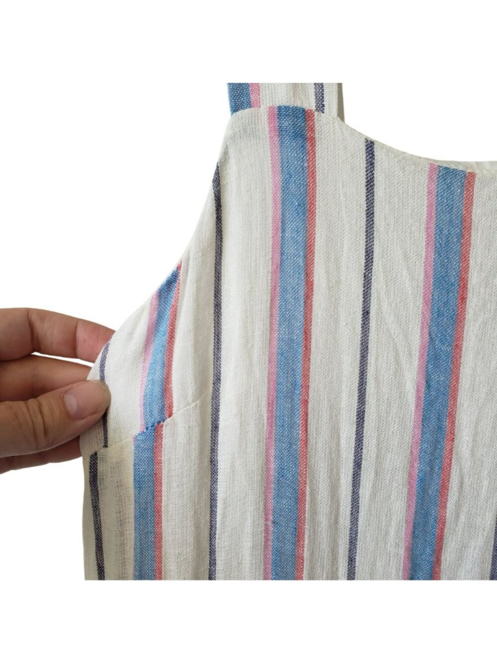 Rails Sandy Tahiti Stripe Linen Tiered Ruffle Mini Dress White Blue Pink Coastal - Picture 3 of 10